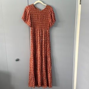 In Loom Rust/Orange Floral Maxi dress